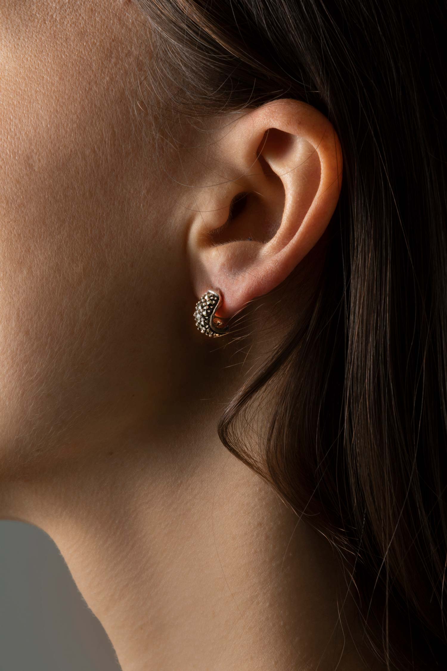 Chunky Black Stone Stud Earring