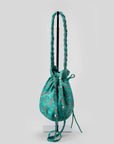 Damyanti Braided Silk Sari Pouch - Blue/Green tones