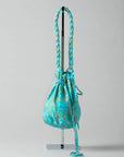 Damyanti Braided Silk Sari Pouch - Blue/Green tones