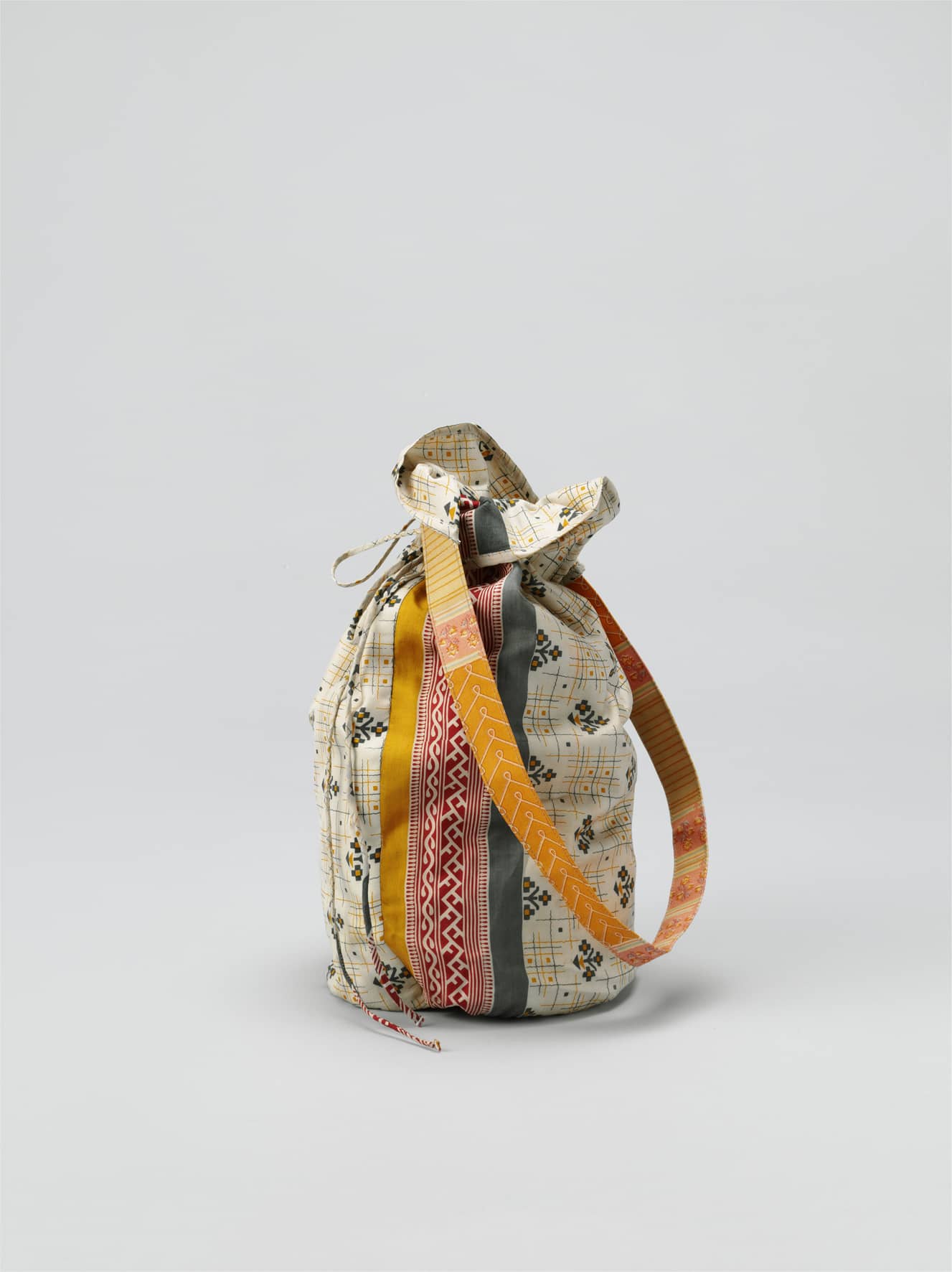 Oversized Damyanti Silk Sari Pouch - Beige tones