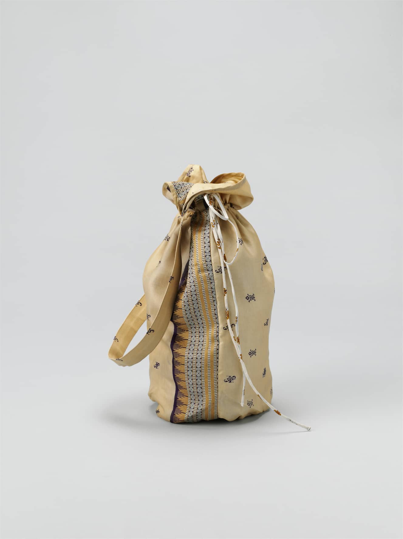 Oversized Damyanti Silk Sari Pouch - Beige tones