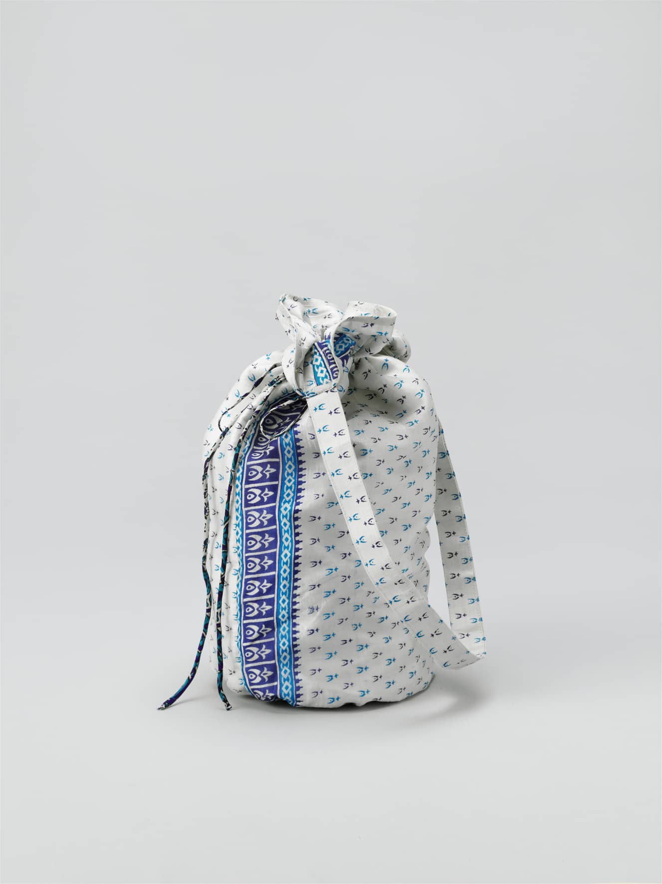 Oversized Damyanti Silk Sari Pouch - White tones
