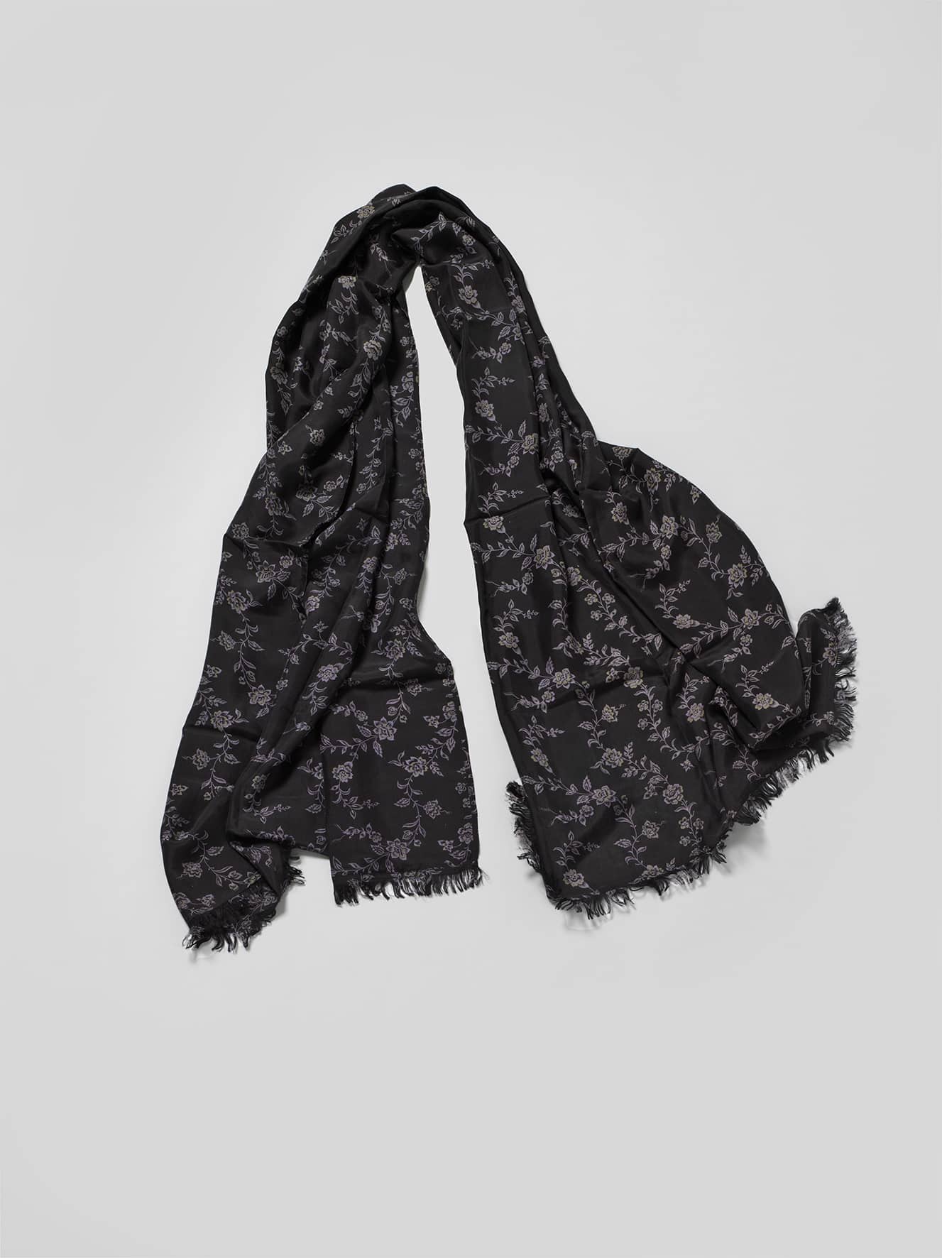 Sari Shawl Fringes - Black/Grey tones