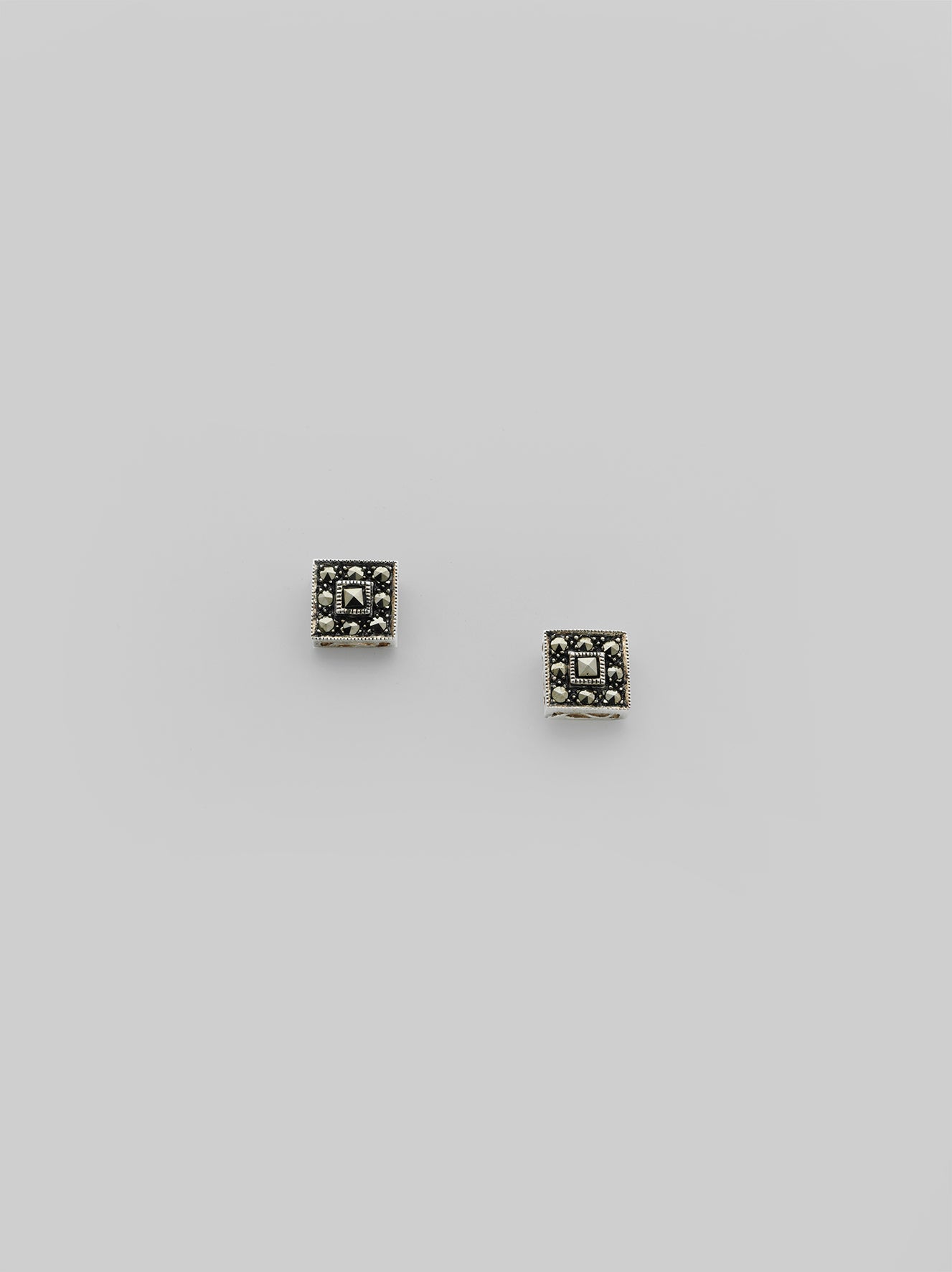 Black Stone Square Stud Earring