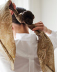 Oversized Goa Silk Sari Scarf - Beige / Brown tones