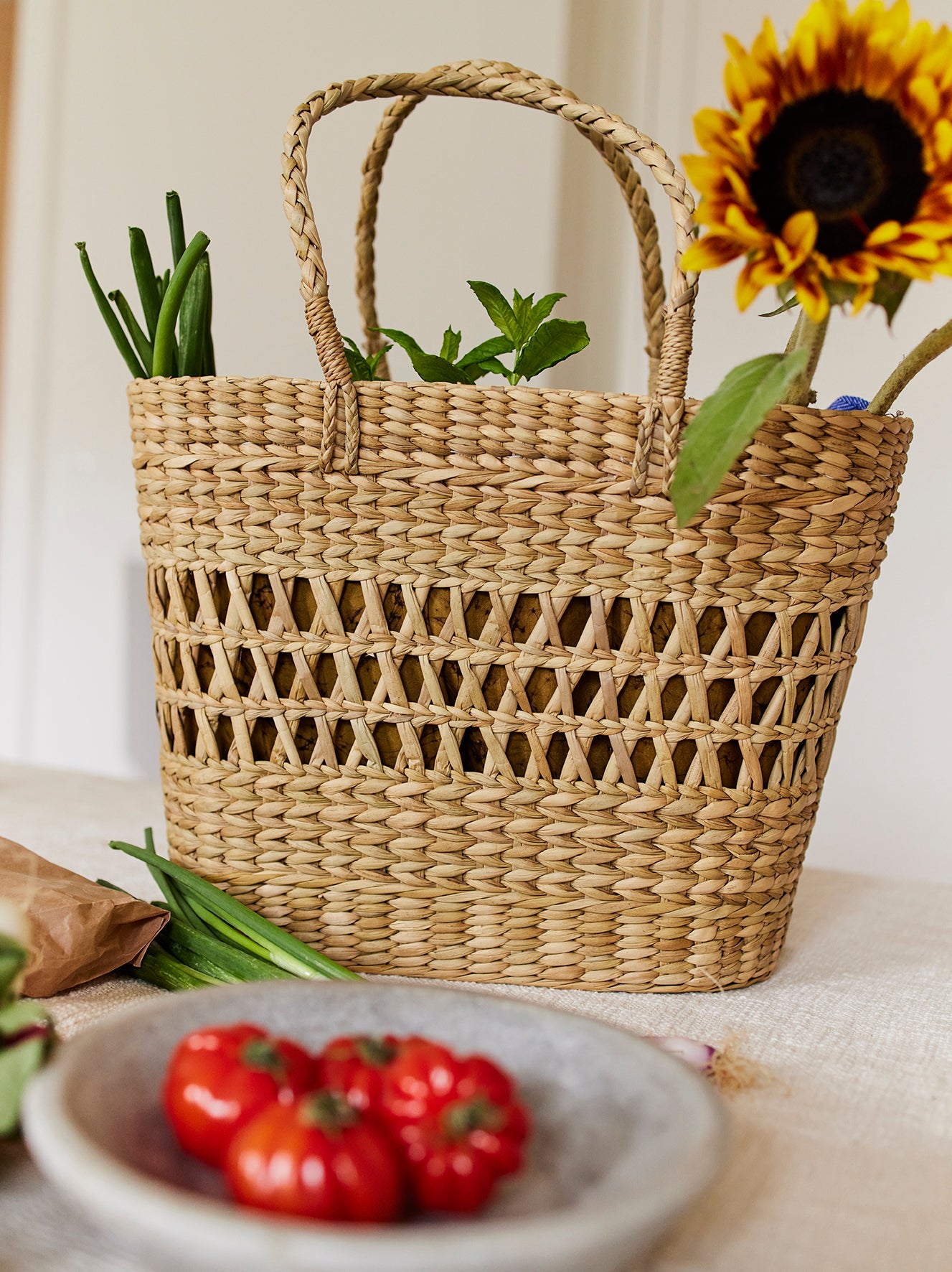 Oversized Straw bags - Green tones